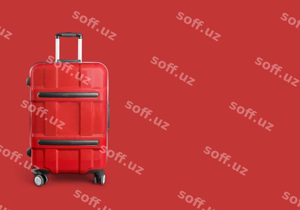 Qizil tayyoraq qizil fondaa | Red suitcase red background 1