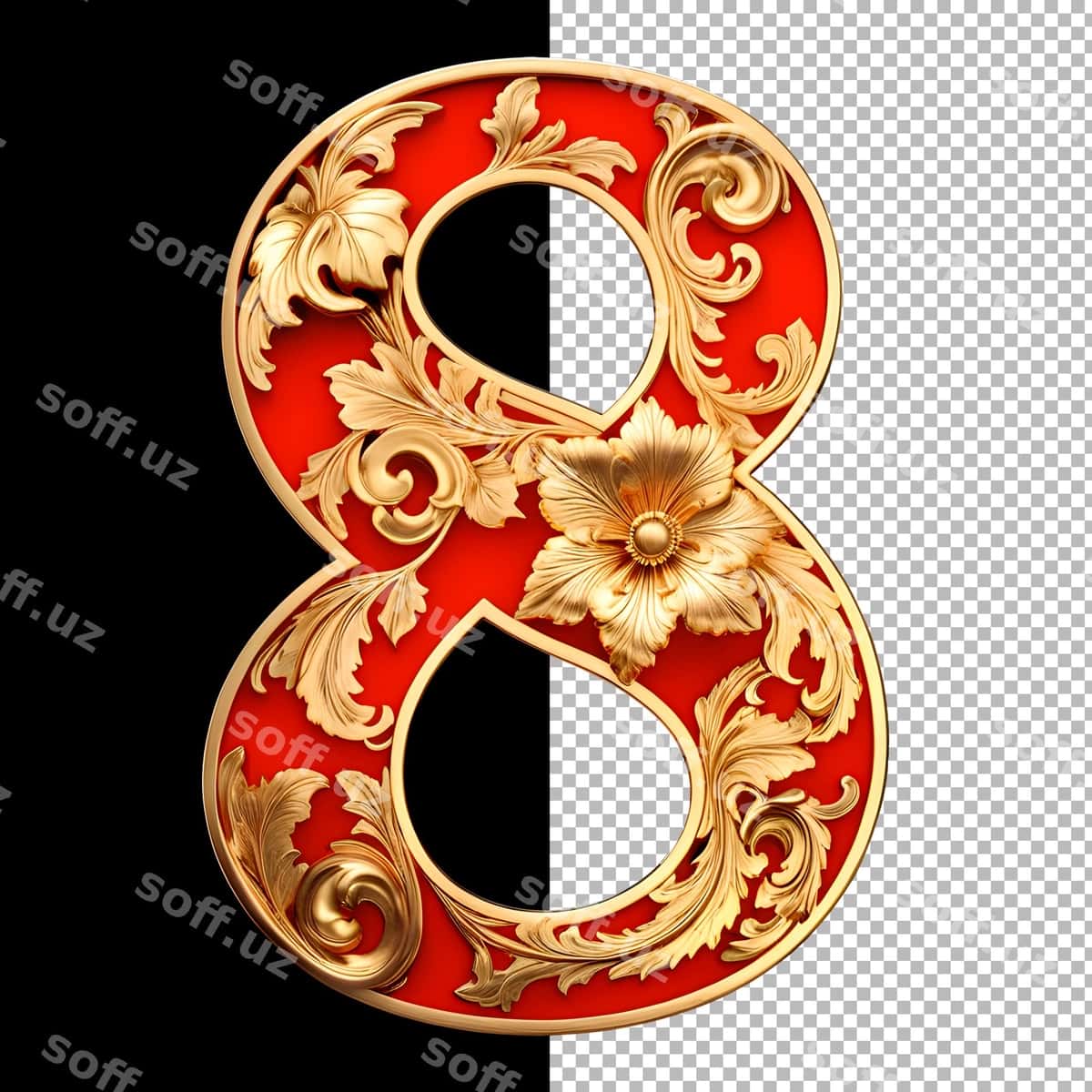 Qizil eski alfavit sakkiz | Red vintage alphabet 8 1