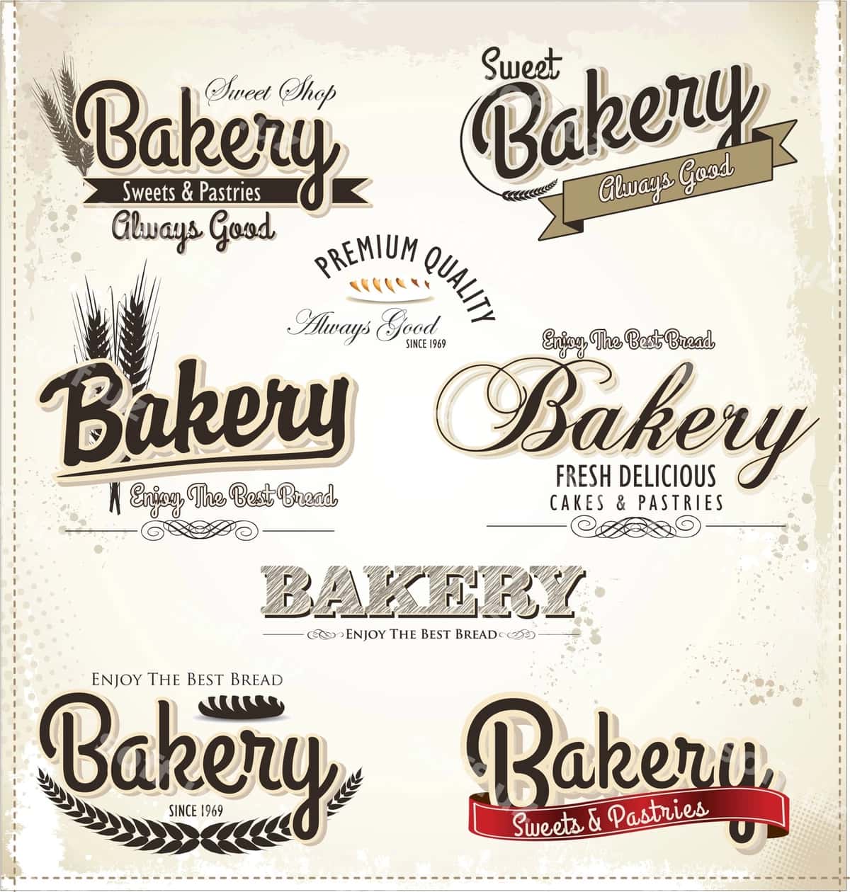 Retro non badjlar va etiketlar | Retro bakery badges labels 1