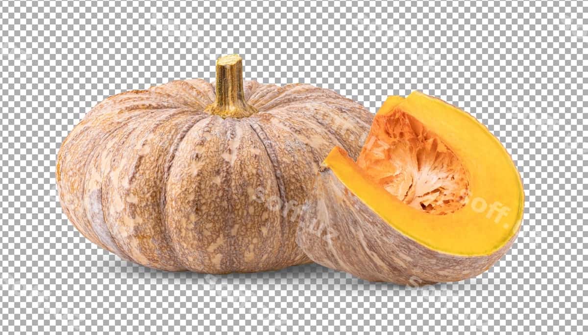 Izolyatsiya qilingan tilim bilan pishgan qovoq | Ripe pumpkin with slice isolated 1