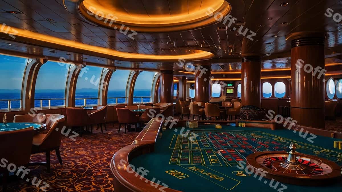 Kasino va okey fonli xona | Room with casino ocean background 1