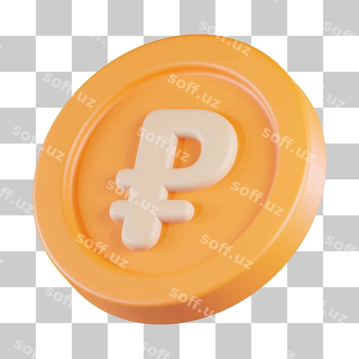 Rubl tanga valyutasi uch o'lchovli ikon | Ruble coin currency 3d icon 1