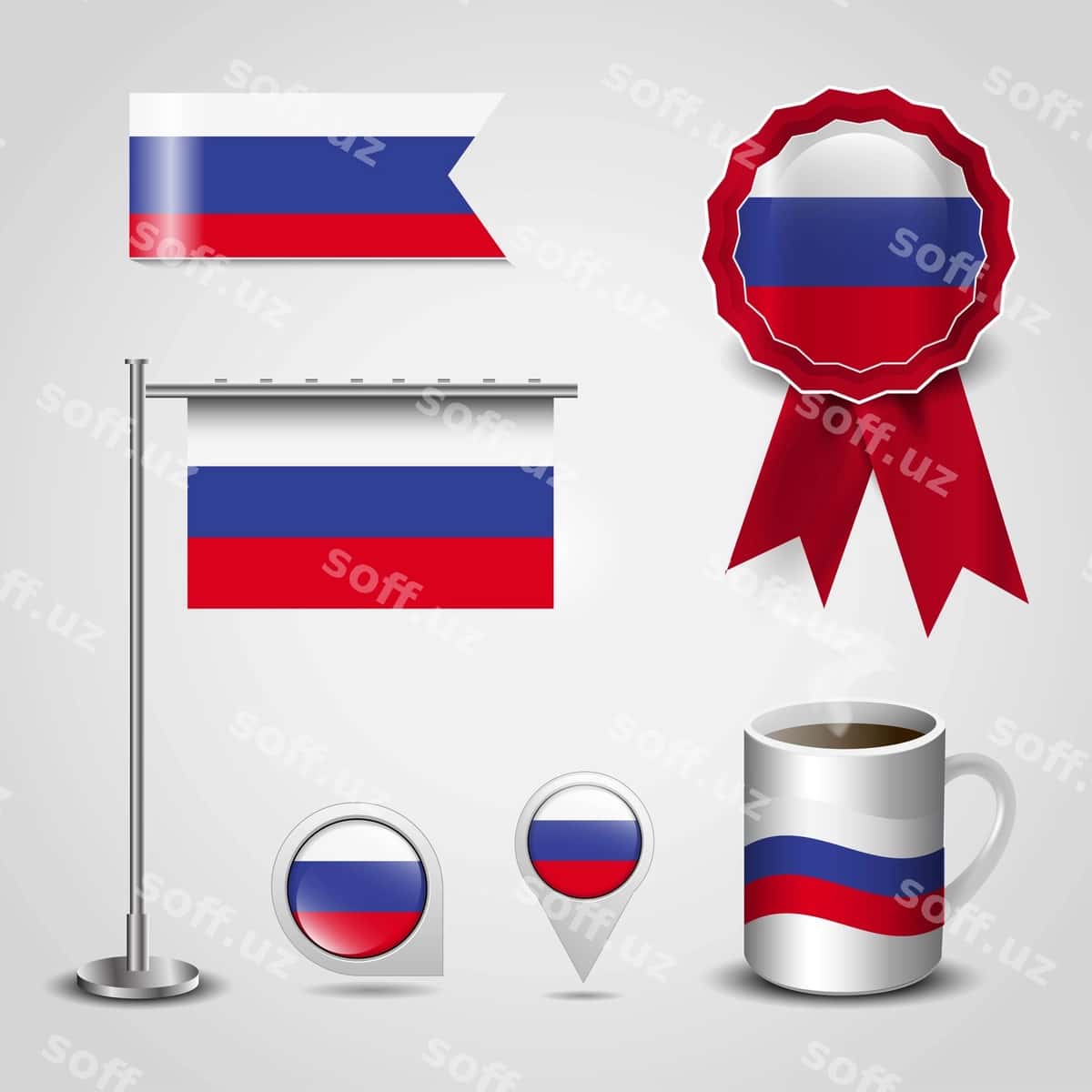 Rusiya davlat bayroq dizayn elementlari | Russia country flag design elements 1