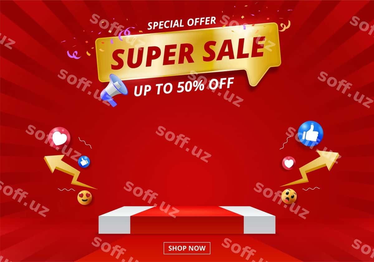 Aktsiya ijtimoiy tarmoqlar banner post shabloni | Sale social media banner post template 1