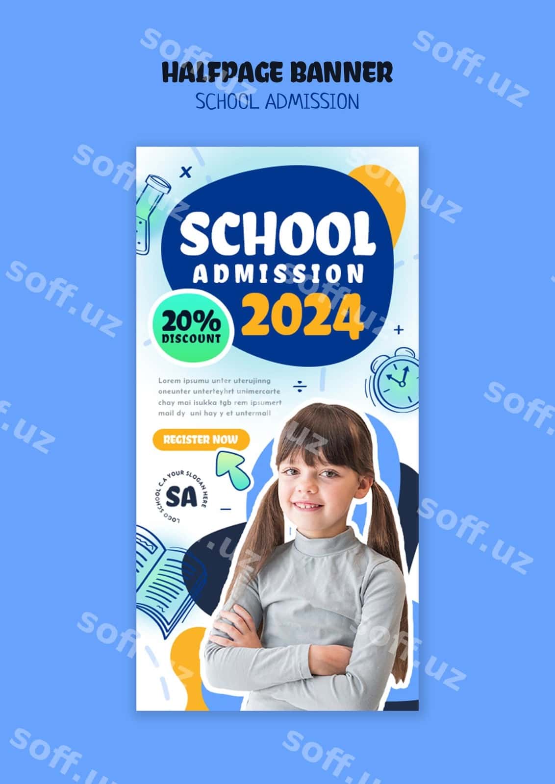Maxsus dizayn shabloni kirish so'rovi uchun maktab | School admission template design 1