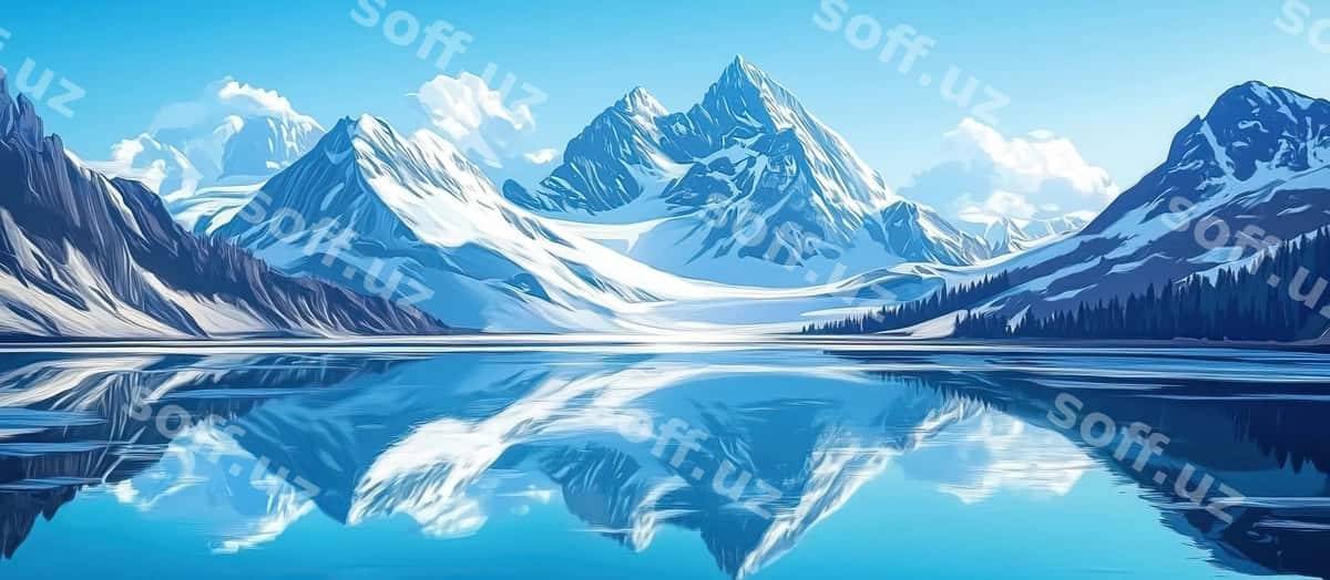 Tinch cho'l qurra aks muzlangan ko'l | Serene mountain reflection frozen lake 1