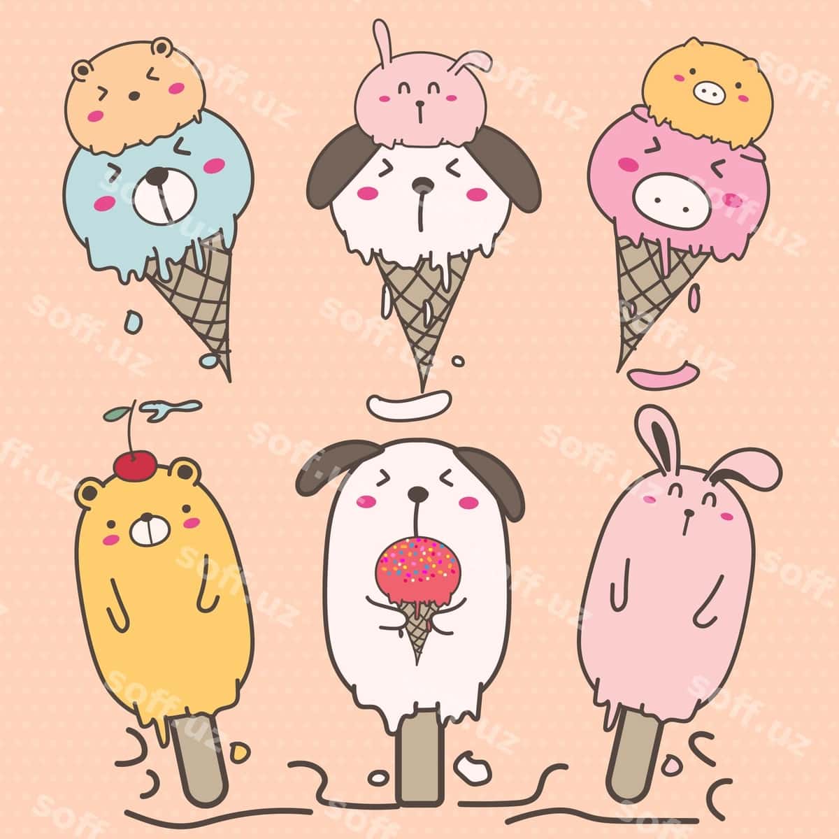 Komplekt muzqaymoq chiroyli | Set cute ice cream 1