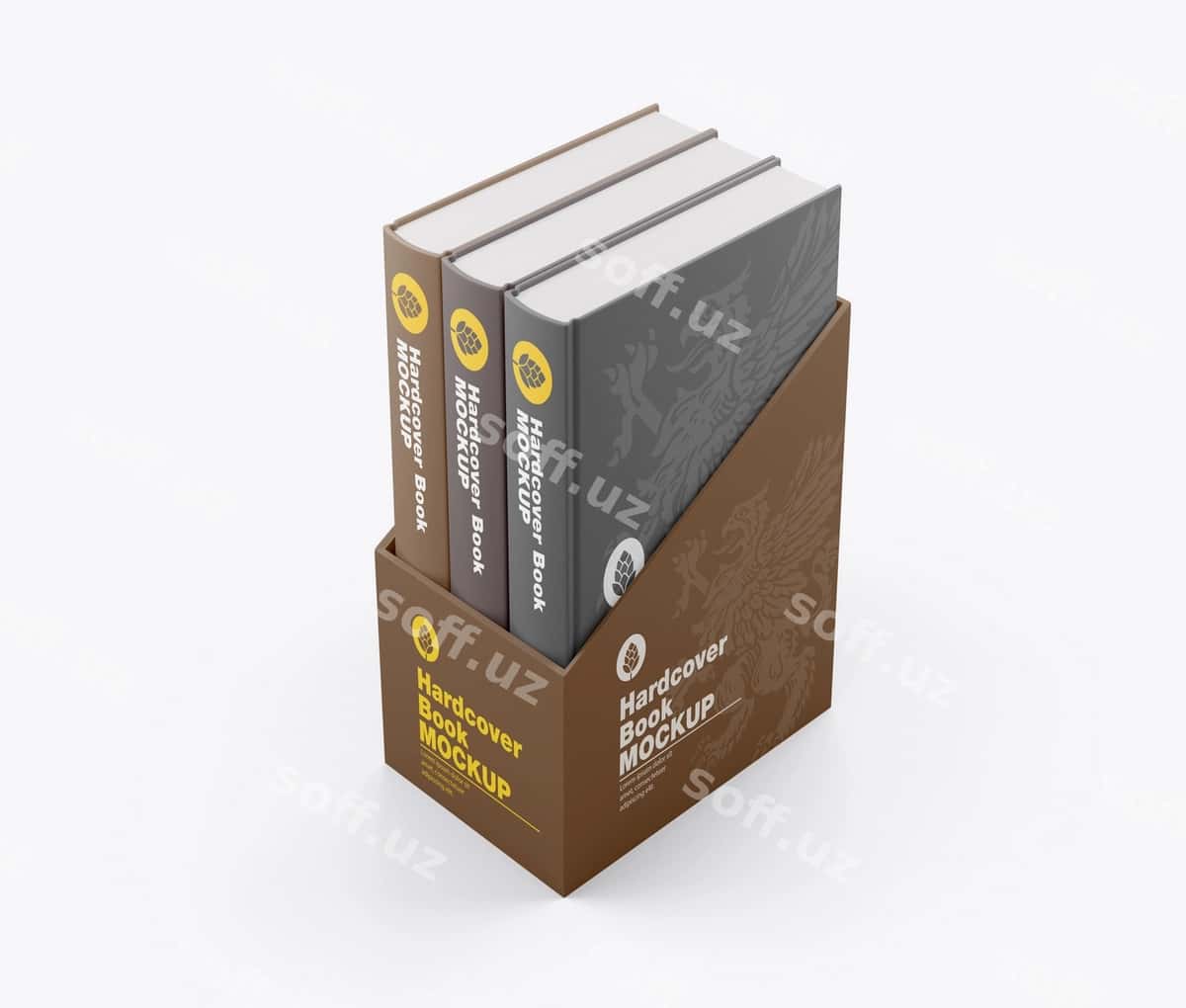 Qattiq muqovali kitob maketini o'rnating | Set hardcover book mockup 1