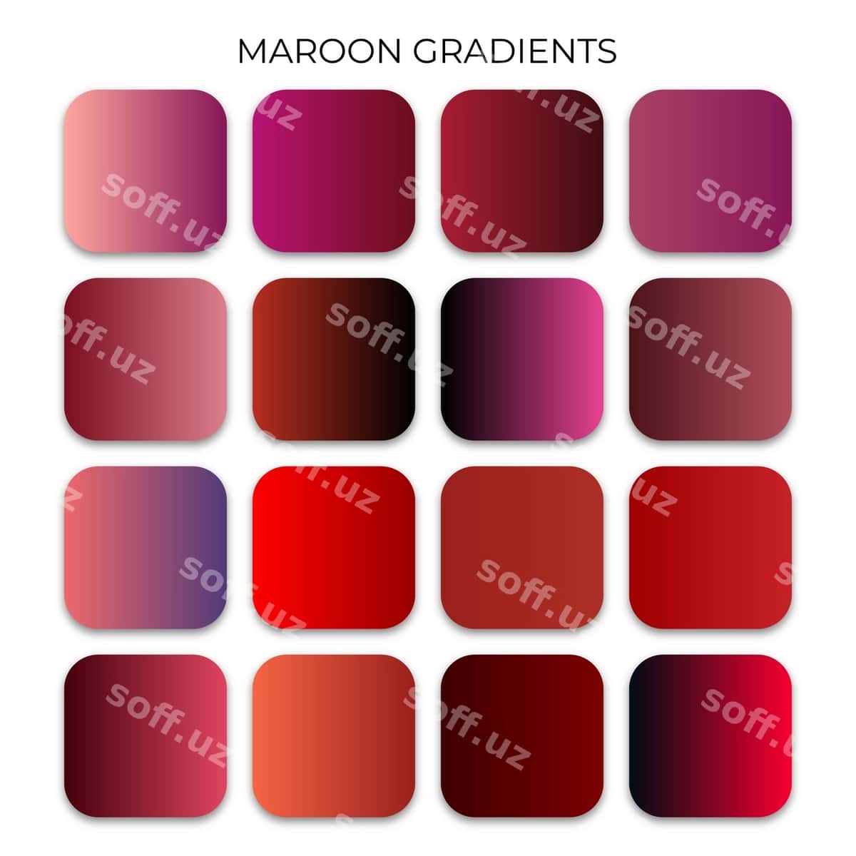 Qizil gradient ranglar paletasini o'rnatish | Set maroon gradient color palette 1