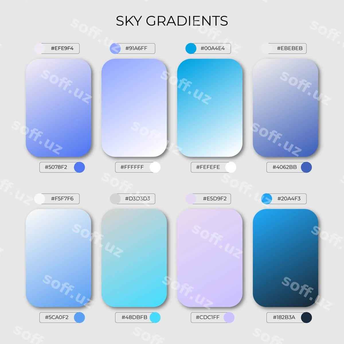 Oʻrnat osmon gradienti rang paletasini | Set sky gradient color palette 1