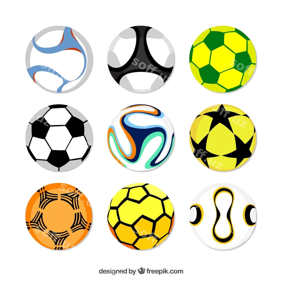 Futbol to'plarini tekis uslubda joylash | Set soccer balls flat style 1