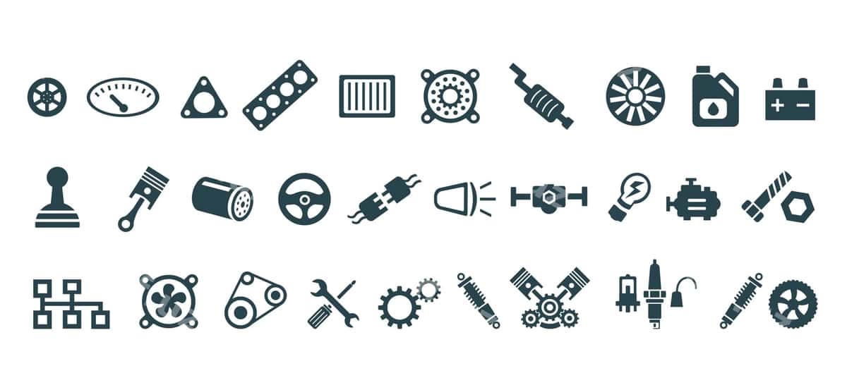 Mashina eslatma qismlari vektor ikonkalar komplekti | Set vector icons car spare parts 1