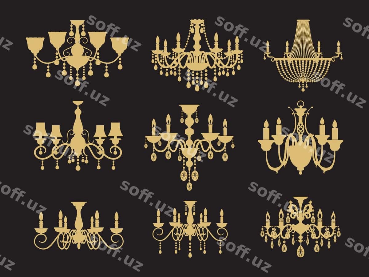 Komplekt vintage chandelierlar ajraltirilgan | Set vintage chandeliers isolated 1