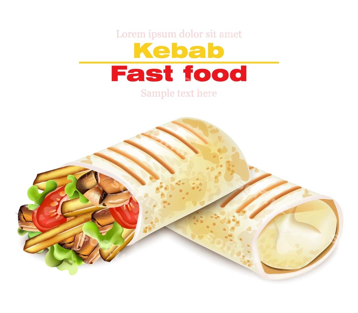 Shaurma kebap tezkor ovqat illustratsiyasi | Shawarma kebab fast food illustration 1