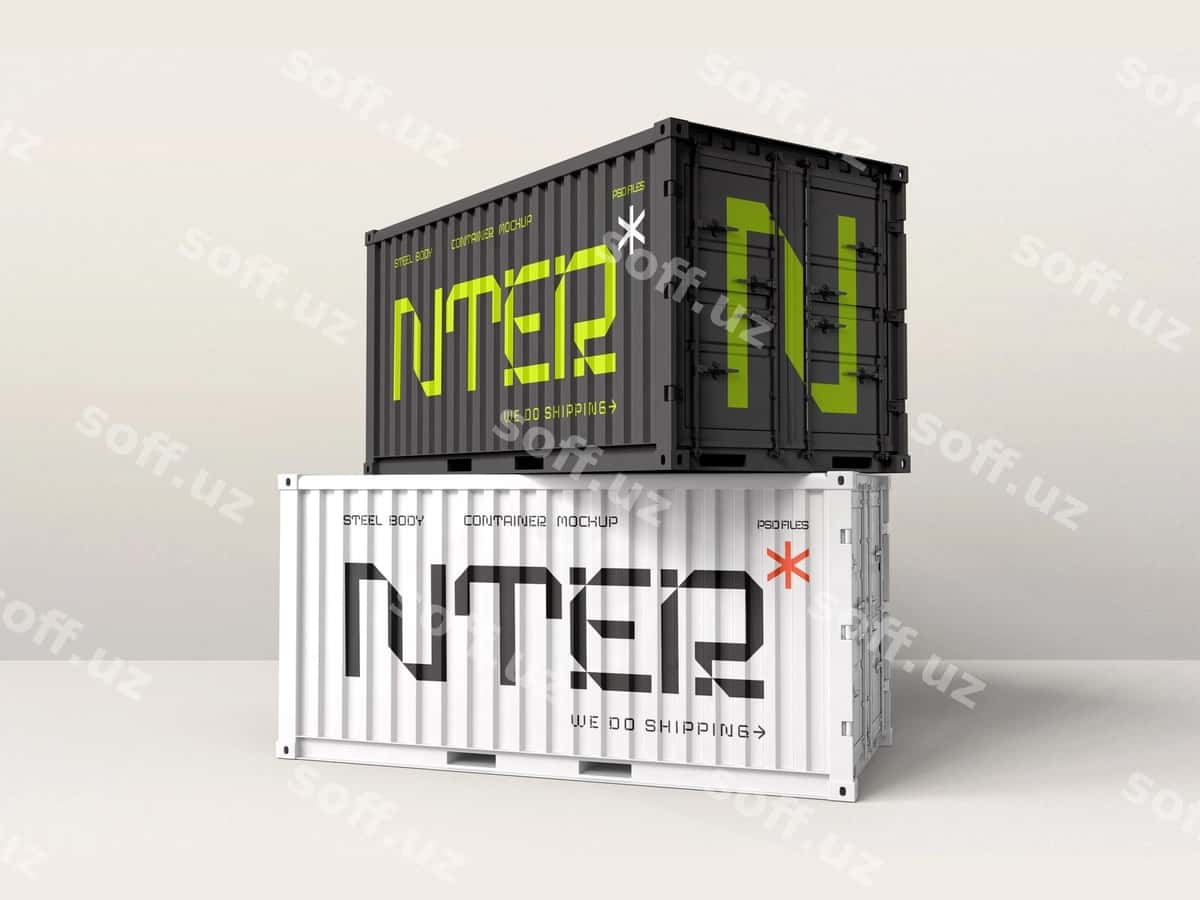Yuk konteyner saqlash namunasi | Shipping container storage mockup 1