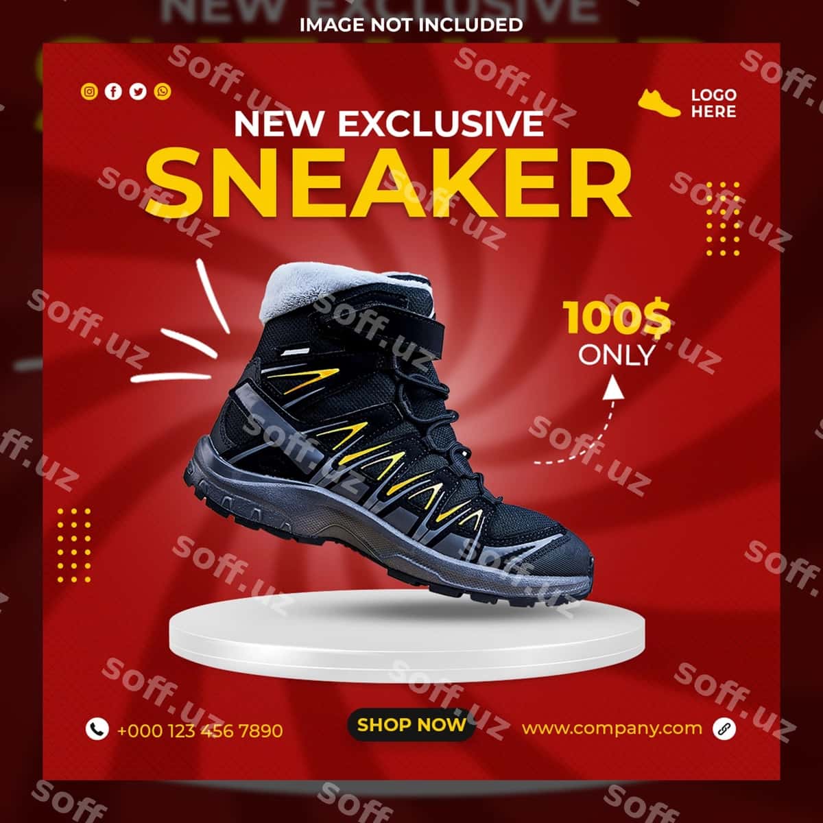 Oyoq qo'shiq ijtimoiy tarmoqlar shabloni | Shoes social media template 1