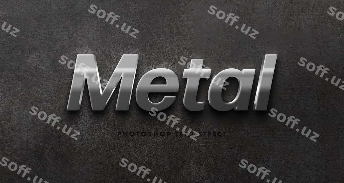 Kumush metal matn efekti shabloni | Silver metal text effect template 1