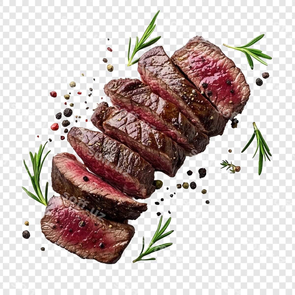 Kesilgan steak rozmarin qalqan urug‘lari bilan | Sliced steak with rosemary peppercorns 1