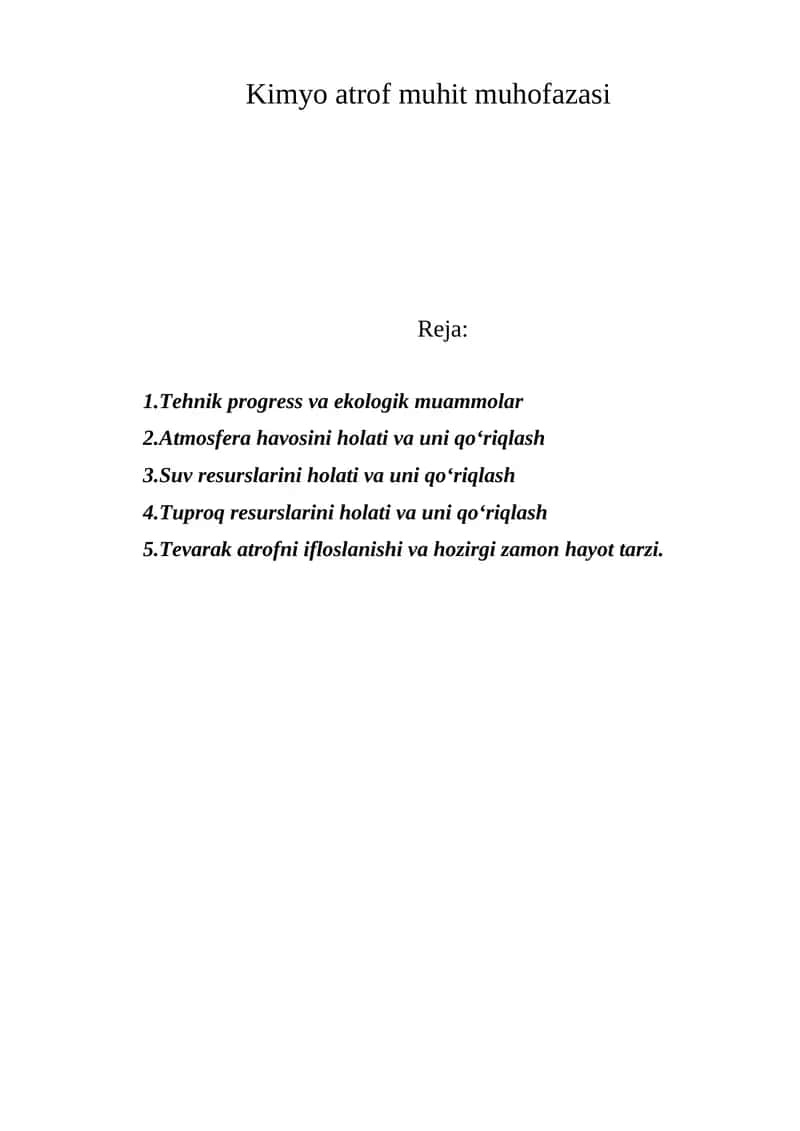 Kimyo atrof muhit muhofazasi 1