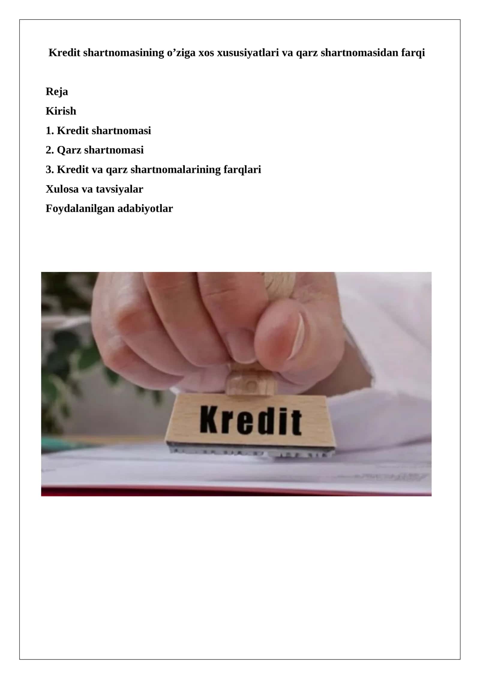Xulosa va tavsiyalar 1