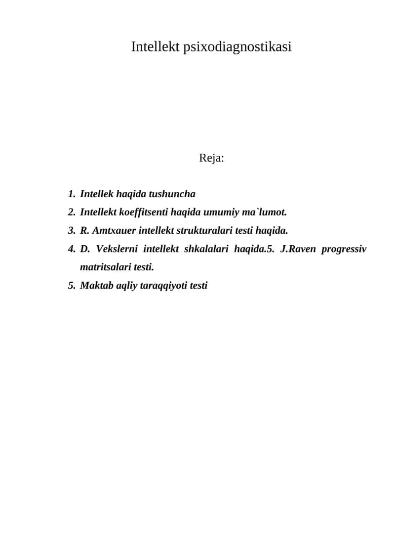 Intellekt psixodiagnostikasi 1
