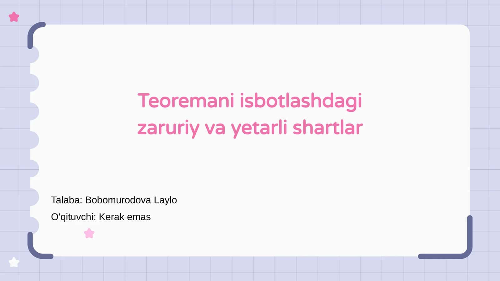 Teoremani isbotlashdagi zaruriy va yetarli shartlar 1