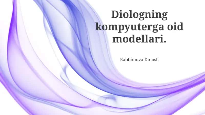 Dialogning kompyuterga oid modellari 1