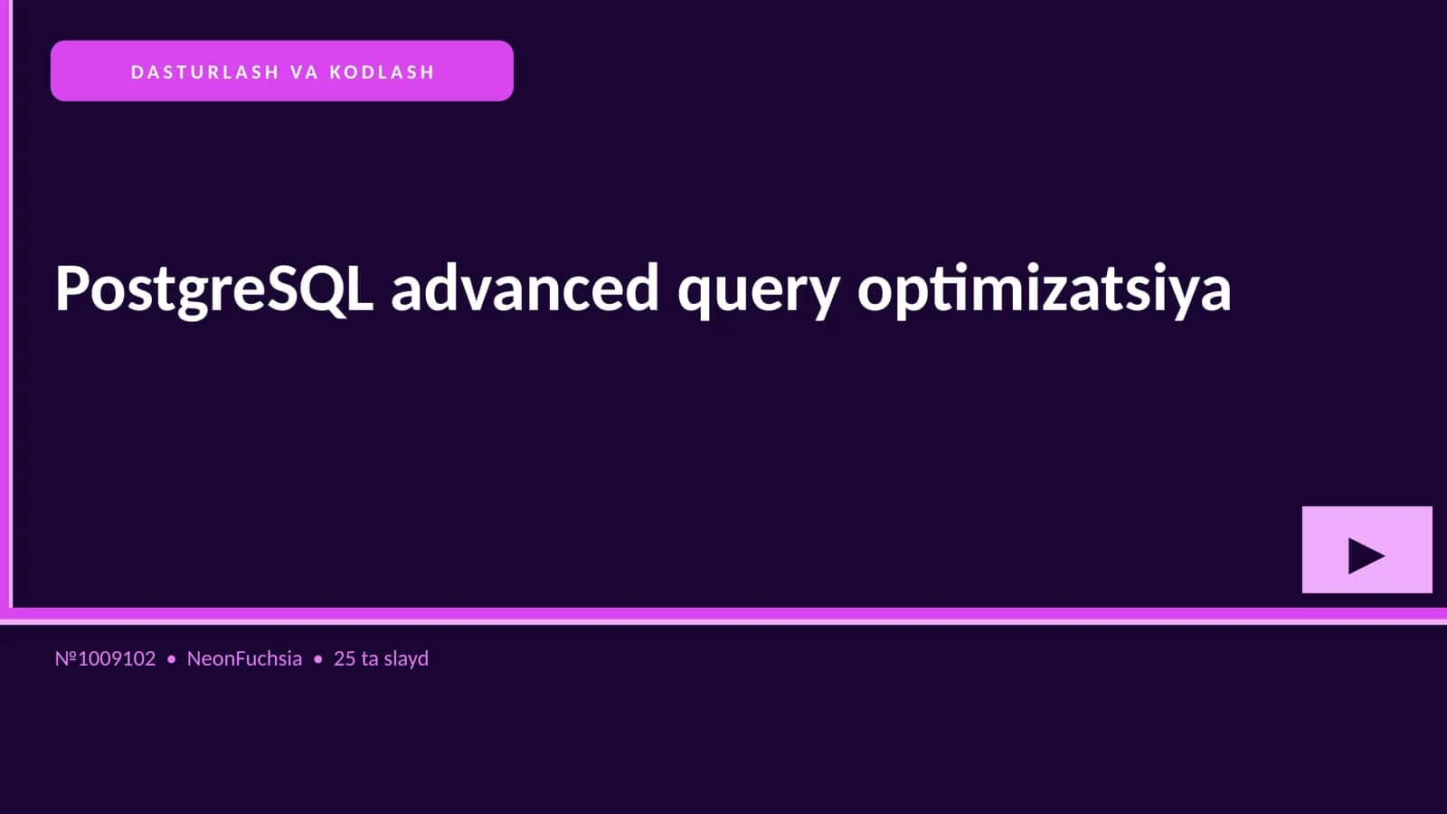 PostgreSQL advanced query optimizatsiya 1