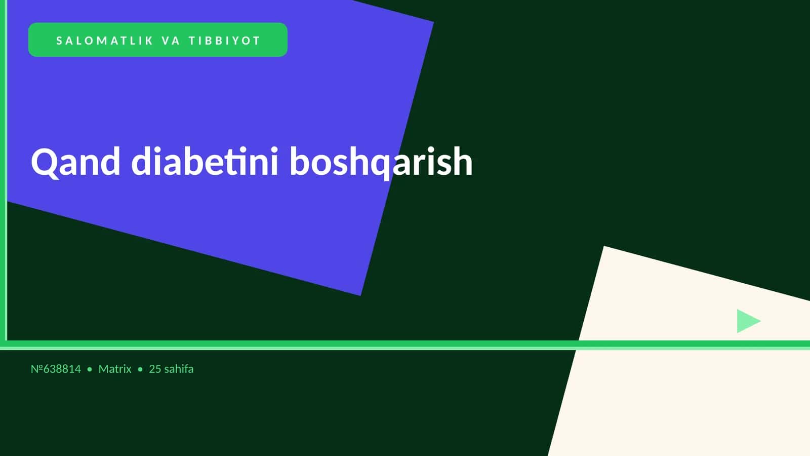 Qand diabetini boshqarish 1