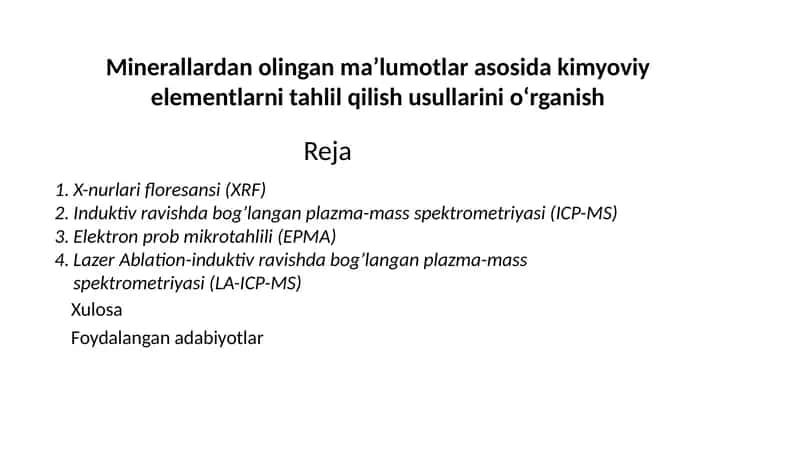 Kimyoviy elementlarni tahlil qilish usullari 1