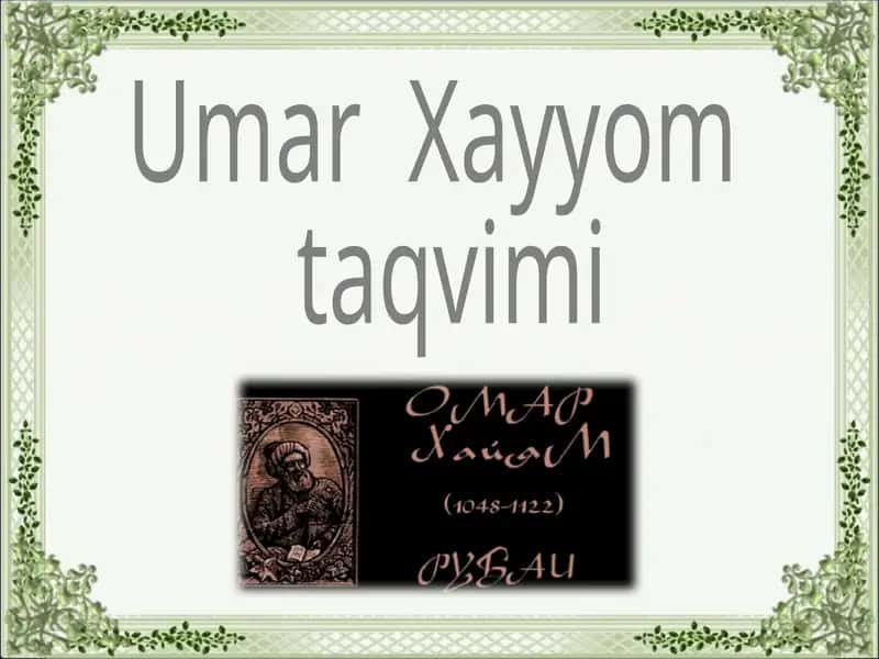 Umar Xayyom taqvimi 1
