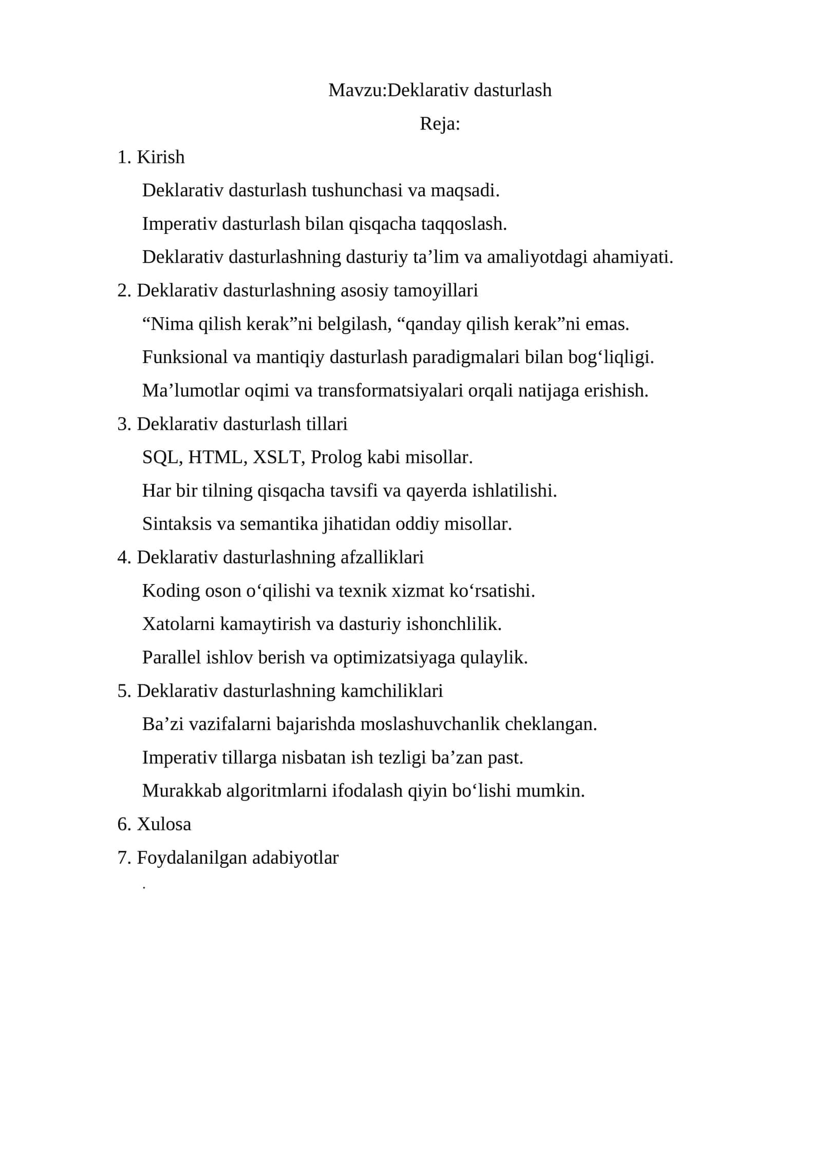 Deklarativ dasturlash 1