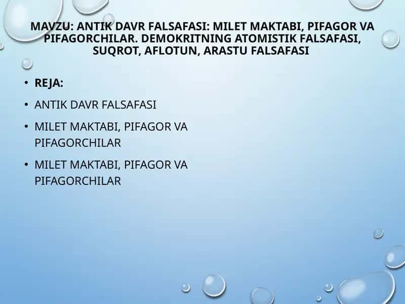 Antik davr falsafasi 1