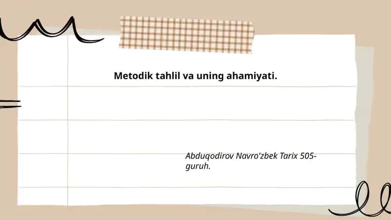 Metodik tahlil 1
