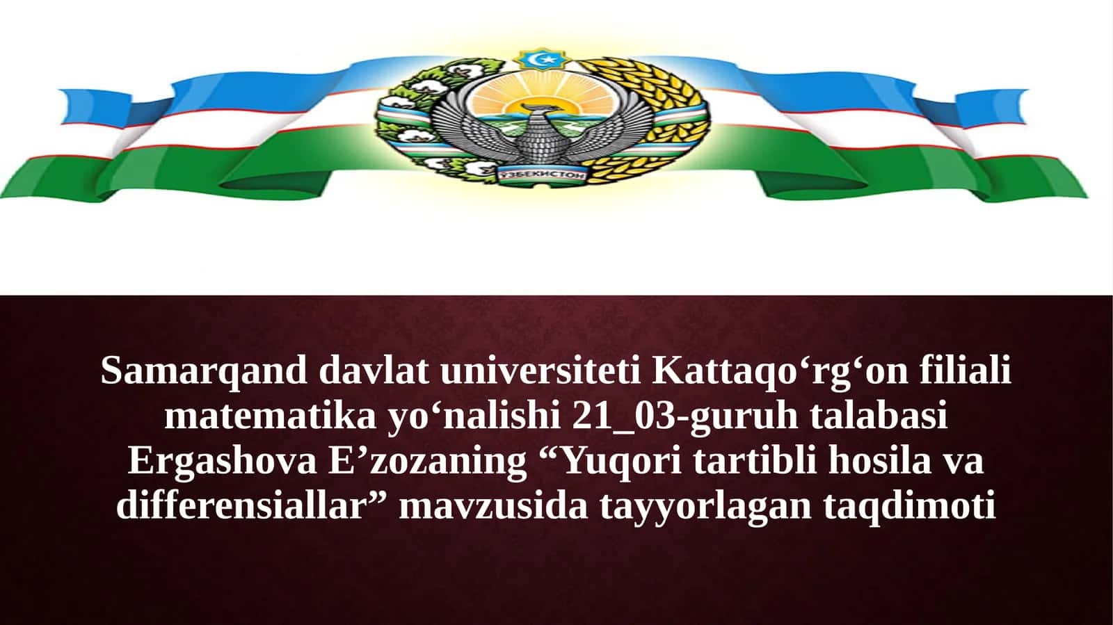 Yuqori tartibli hosila va differensiallar 1