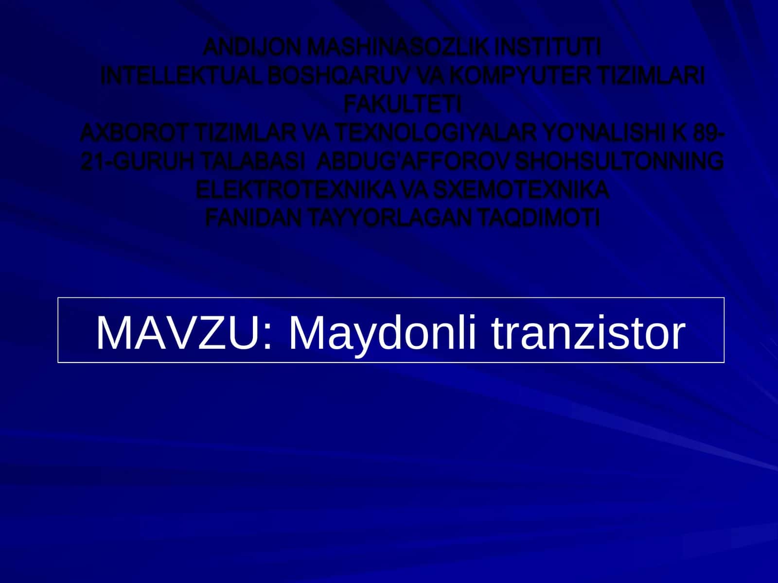 Maydonli tranzistor 1