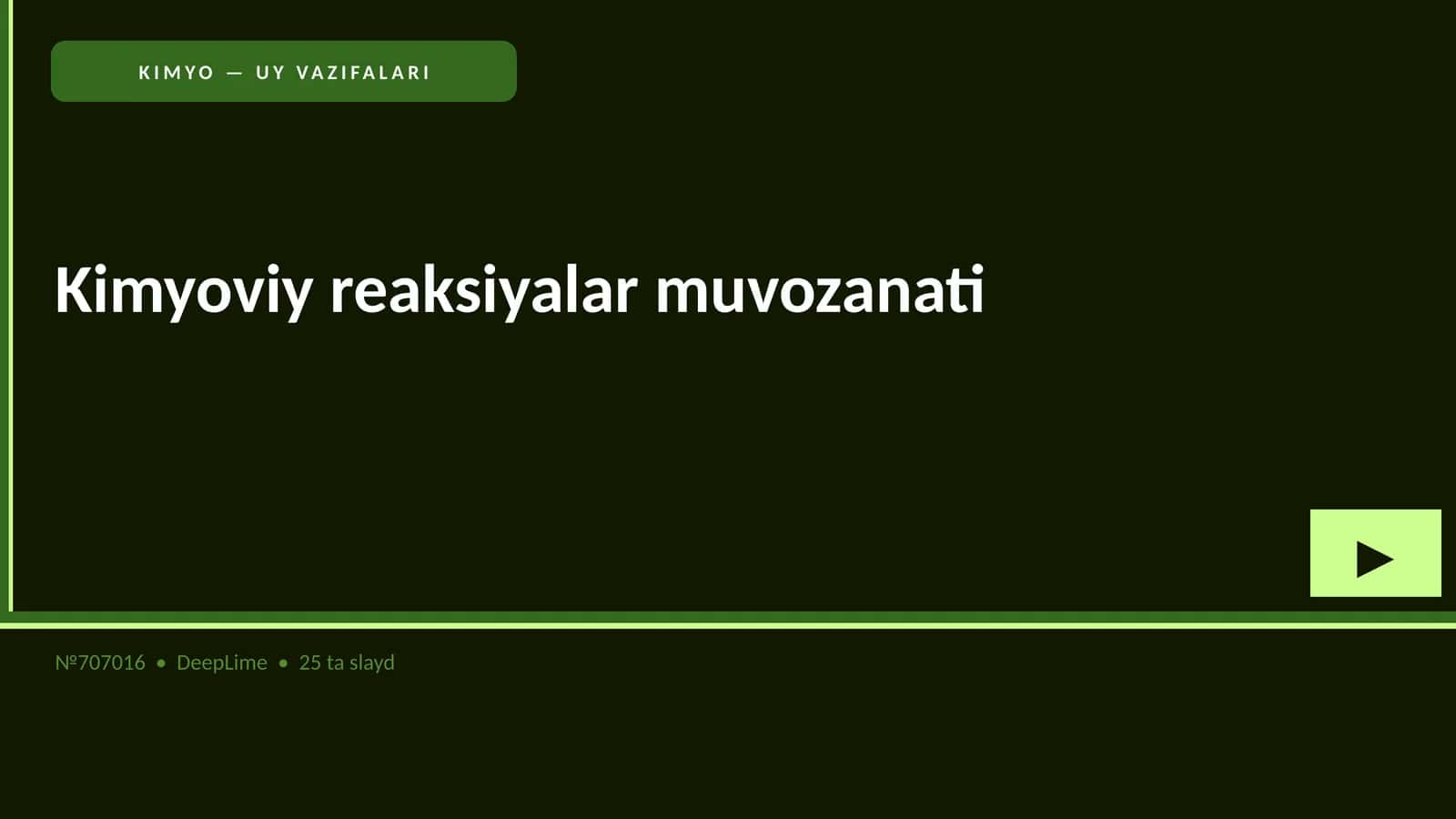 KIMYO — UY VAZIFALARI 1