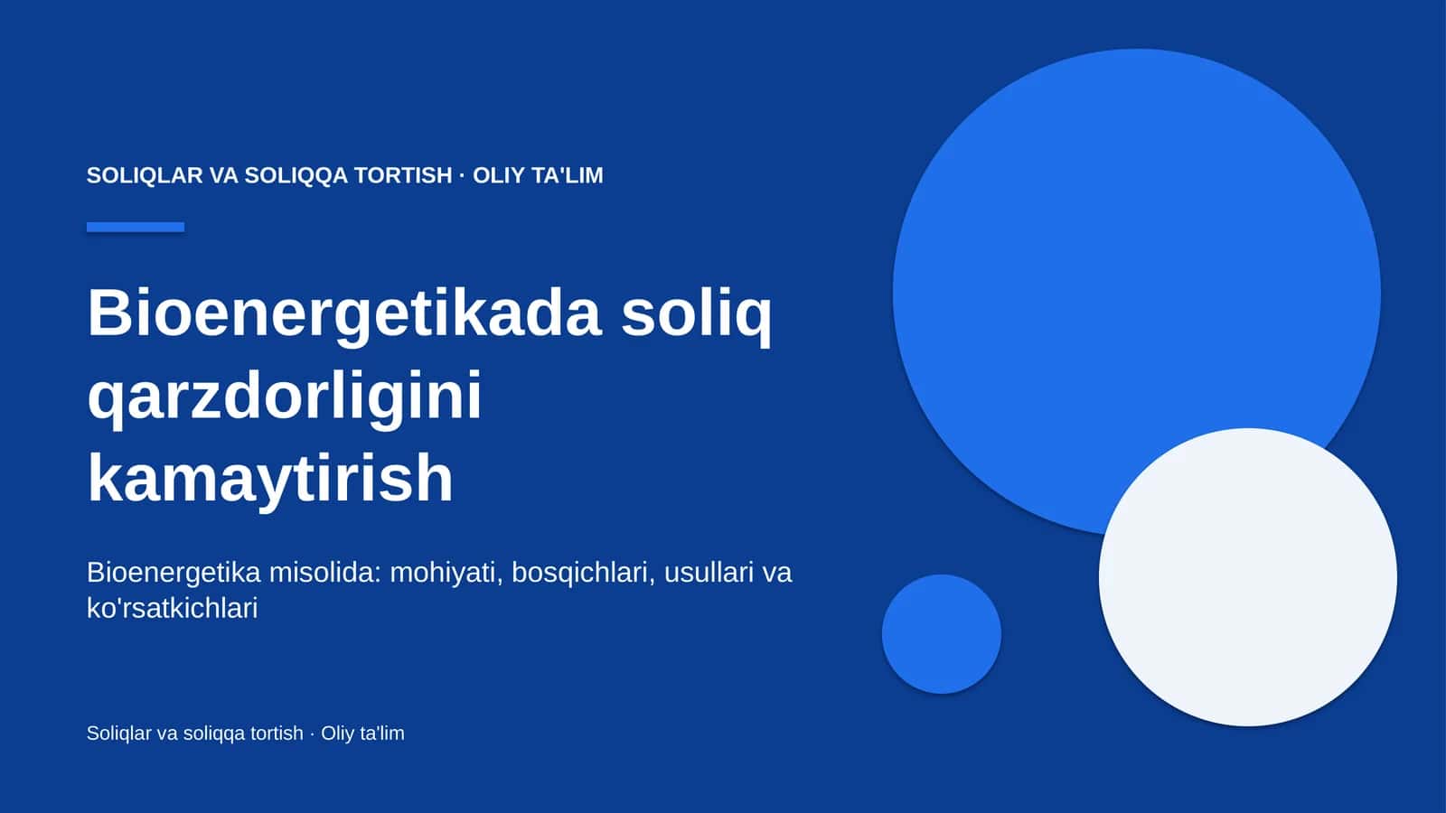 Bioenergetikada soliq qarzdorligini kamaytirish 1