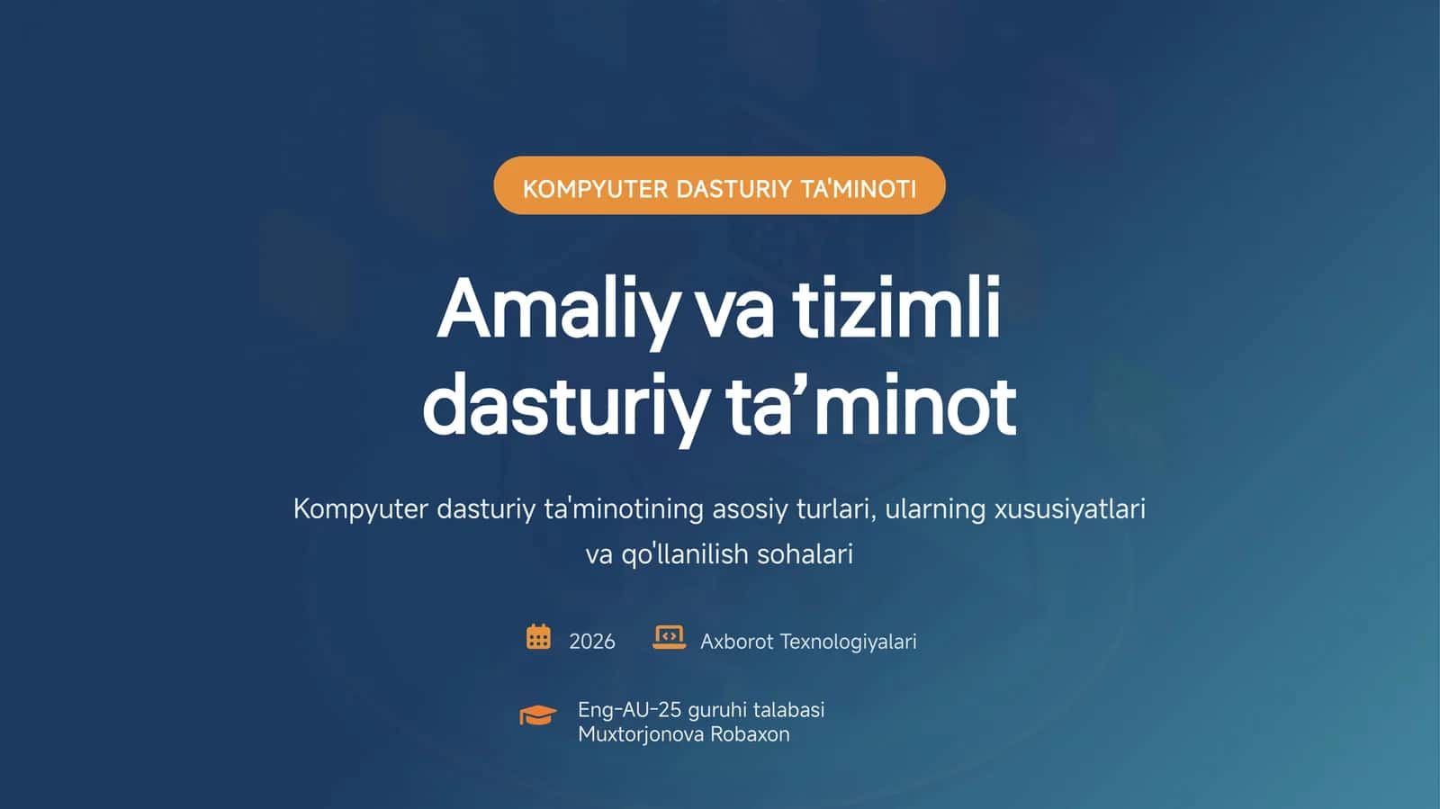 KOMPYUTER DASTURIY TA'MINOTI 1