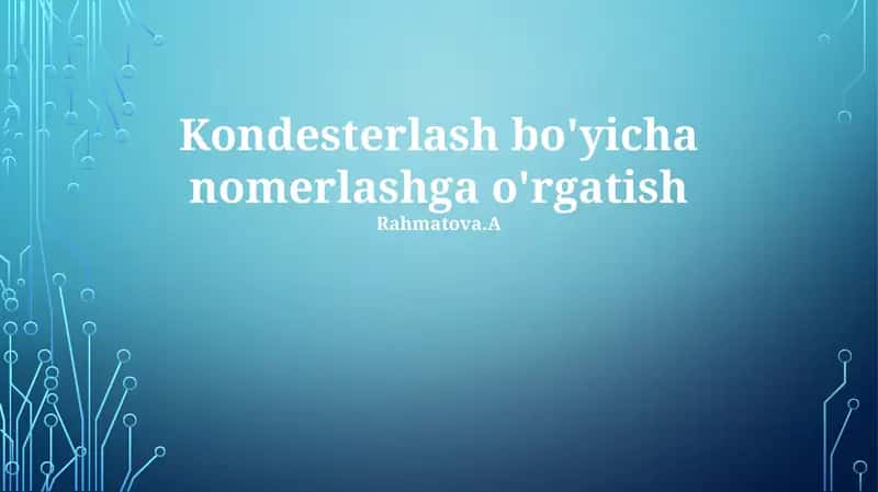 Kondensator Raqamlash Asoslari 1