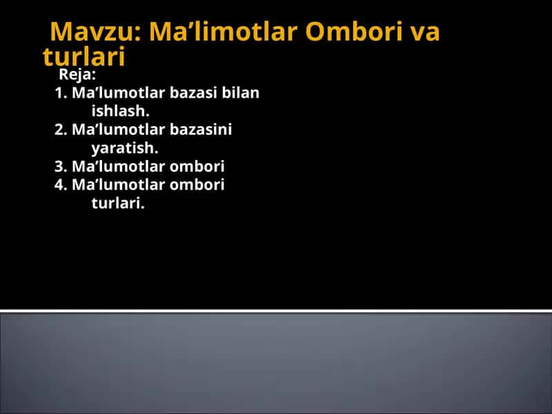 Ma’limotlar Omborivaturlari 1