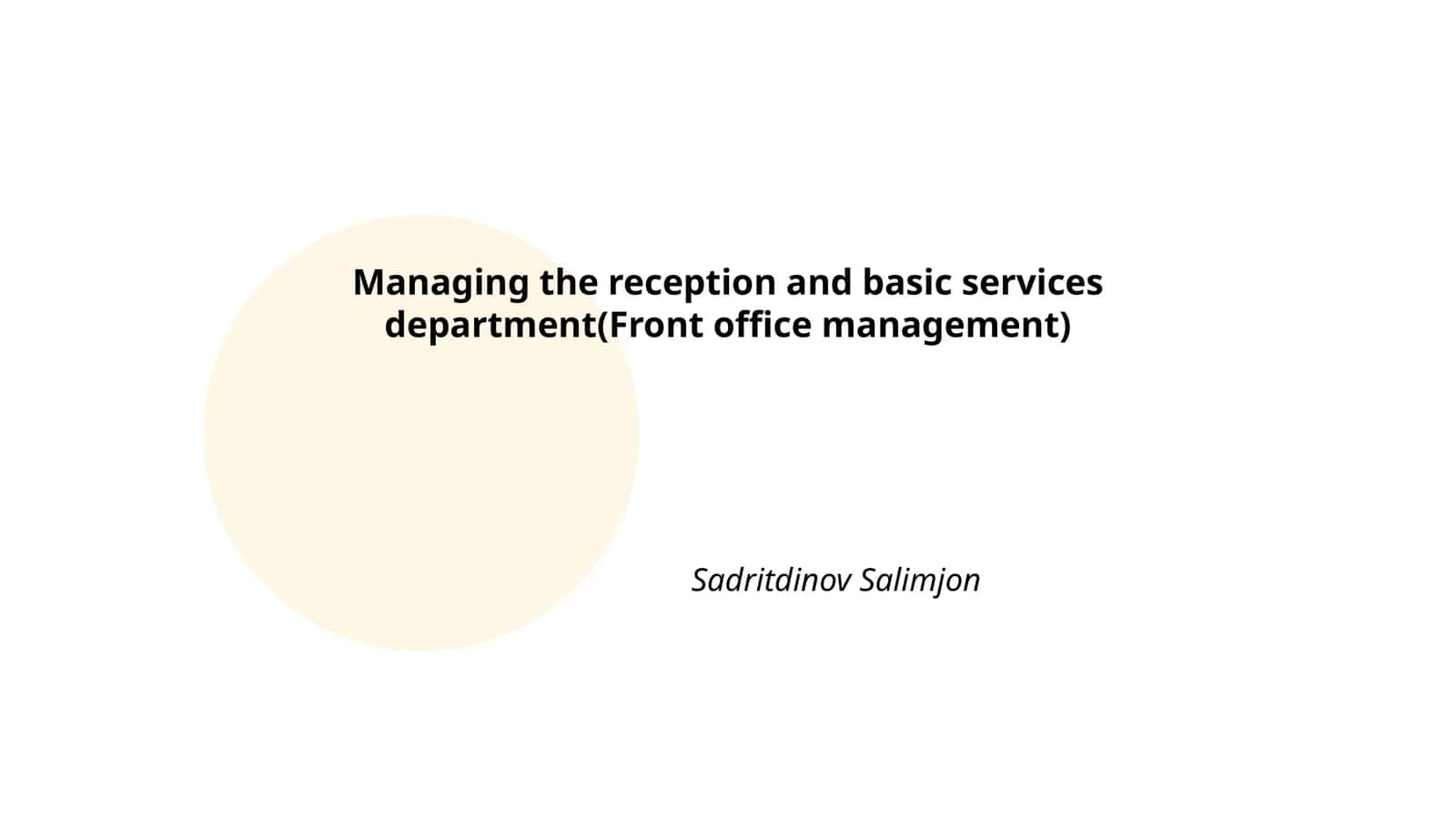 Front Office Management 1