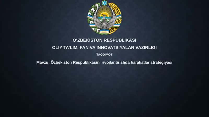 O'zbekiston Respublikasini rivojlantirishning strategik maqsadlari 1