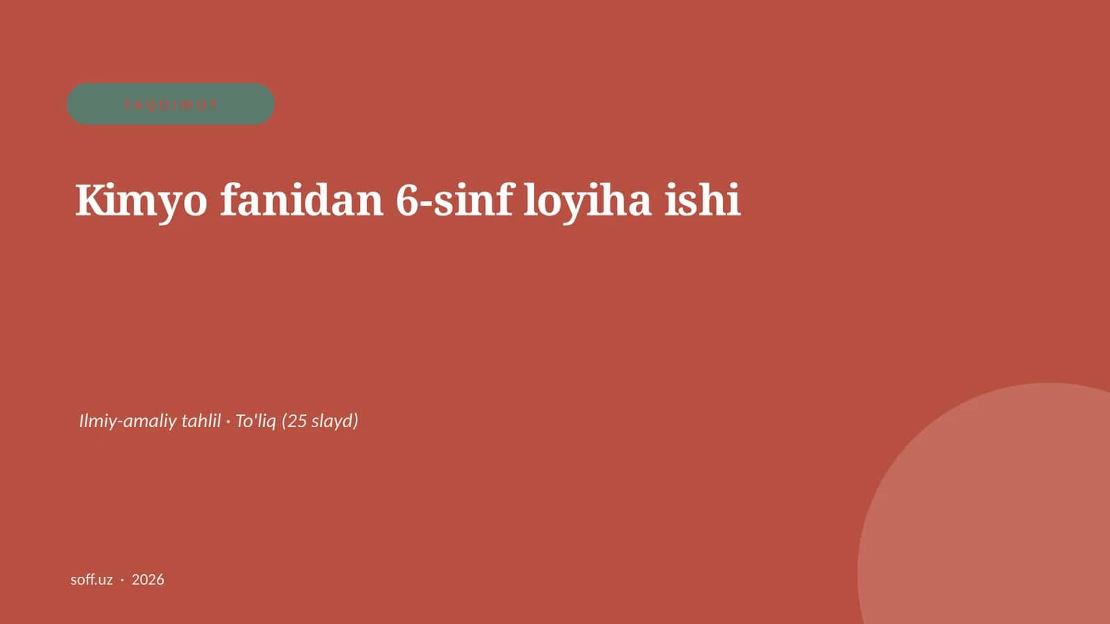 Kimyo fanidan 6-sinf loyiha ishi 1