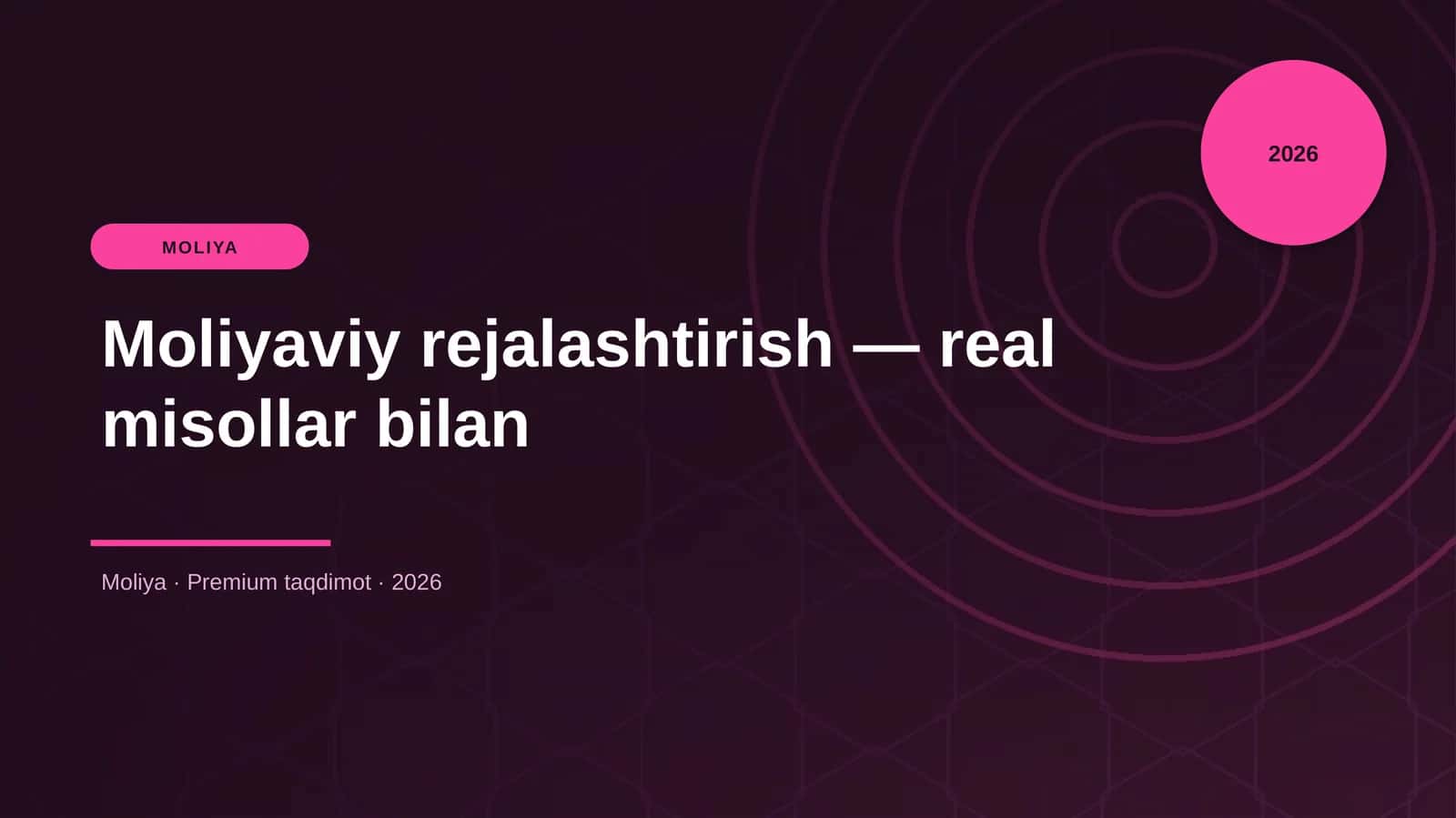 Moliyaviy rejalashtirish — real misollar bilan 1