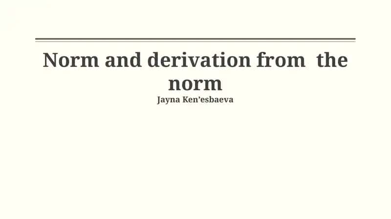 Norm and Derivation from the Norm 1