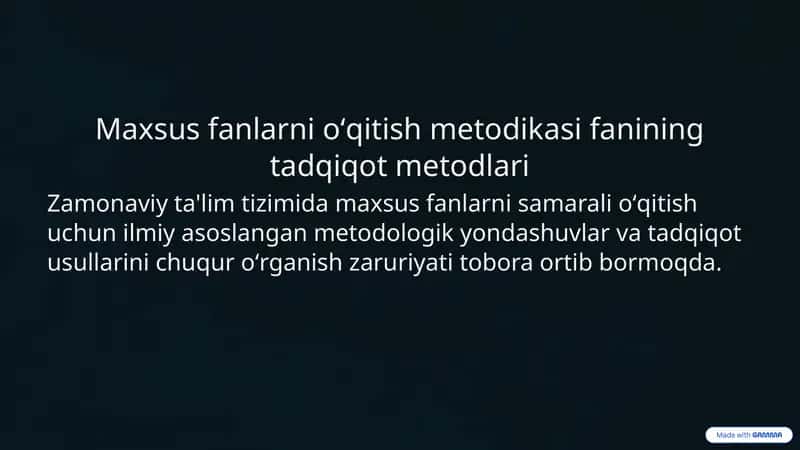 Maxsus fanlarni oʻqitish metodikasi 1