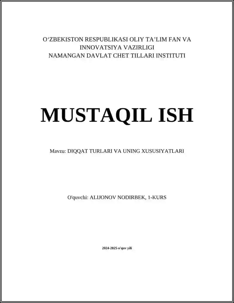Diqqat Turlari va Uning Xususiyatlari