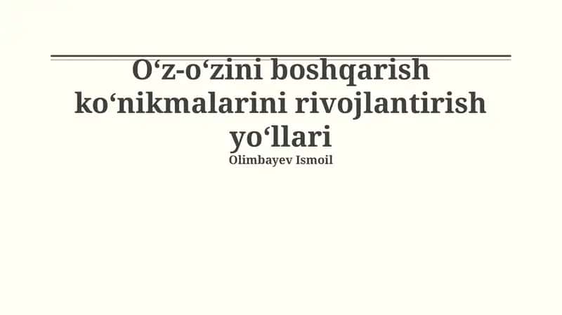 Stressni boshqarish usullari 1