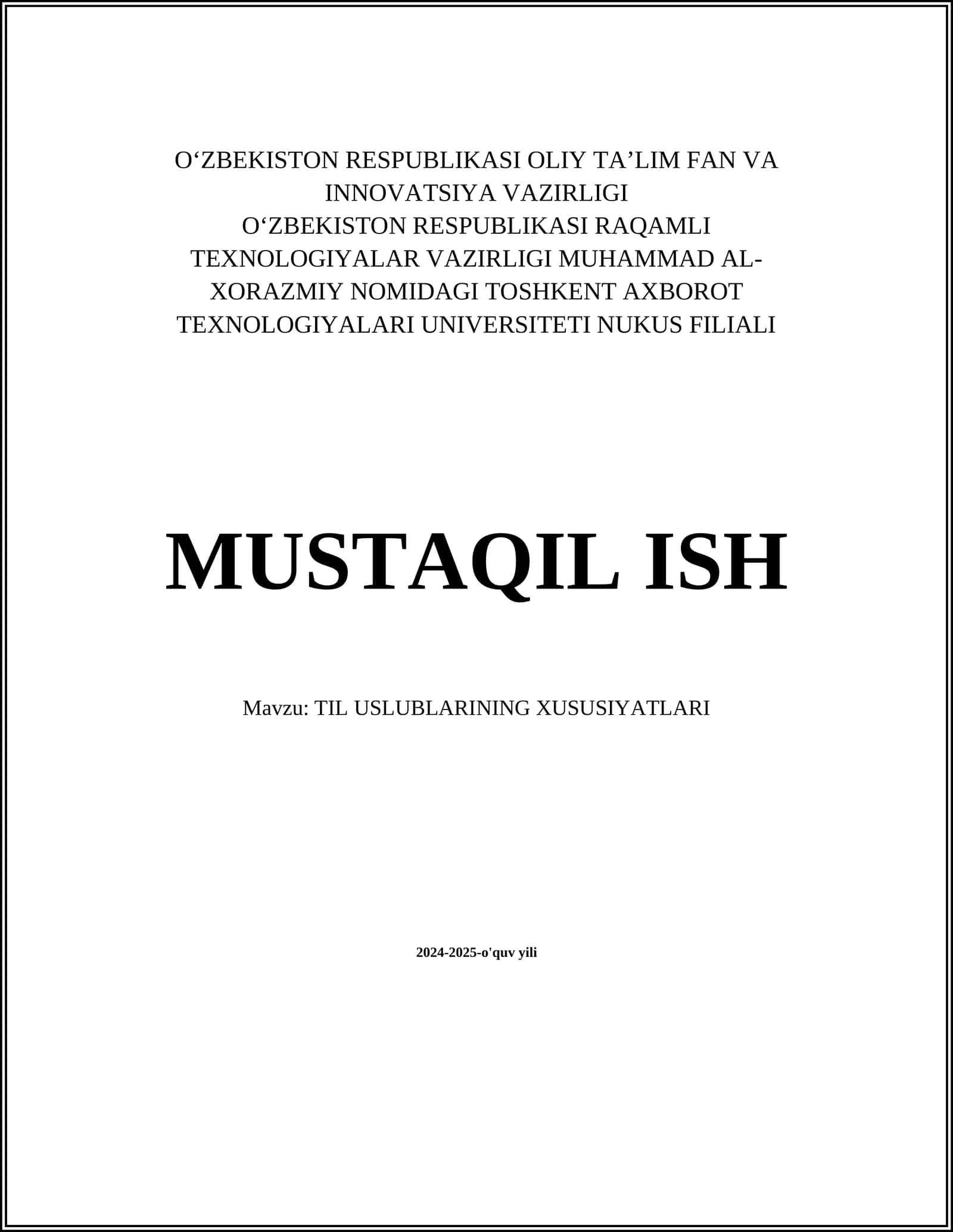 TIL USLUBLARINING XUSUSIYATLARI 1